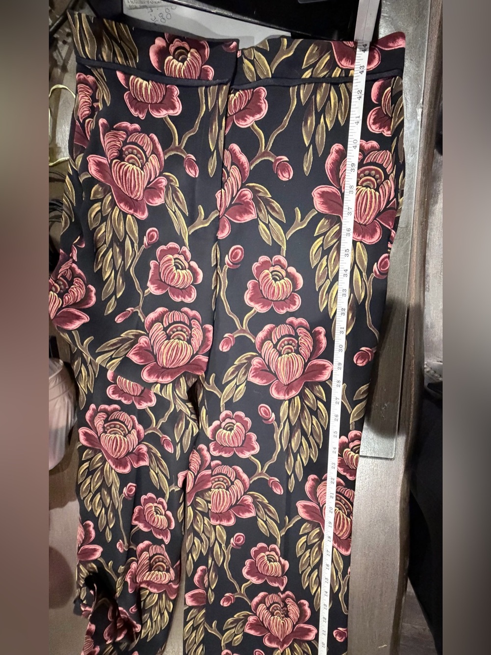 Coordinating Wide-Leg Trousers Set, V-Neck Burgundy Oversized Floral Print - Picture 13 of 14